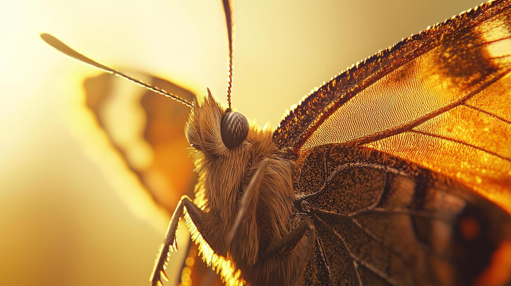 A close up of a butterfly with the sun shining photo