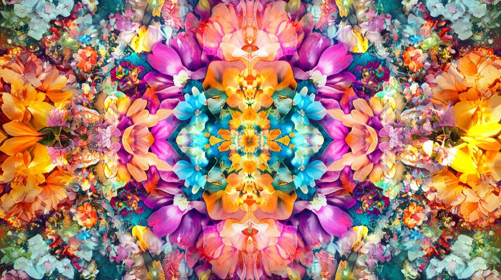 A colorful flower pattern with a kaleidoscope effect photo