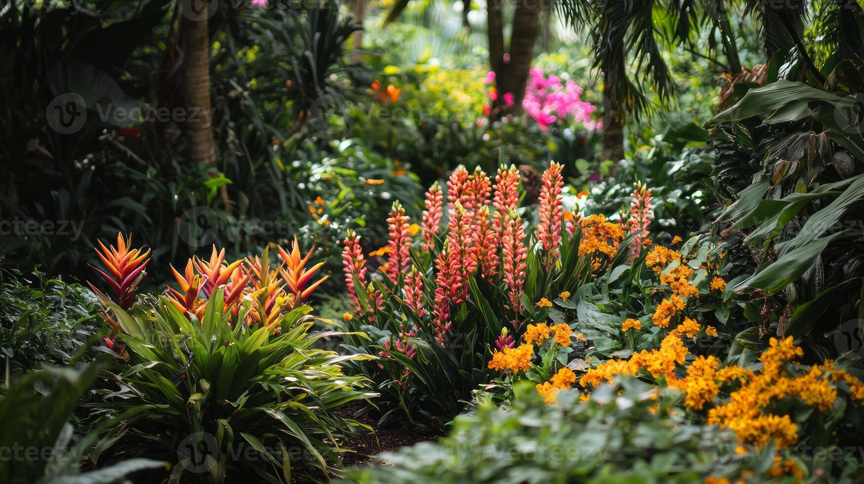 A garden with many different types of plants photo