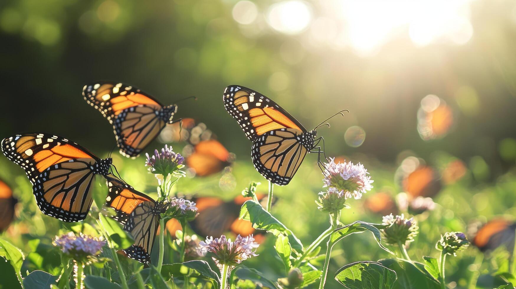 Monarch butterflies in the sun photo