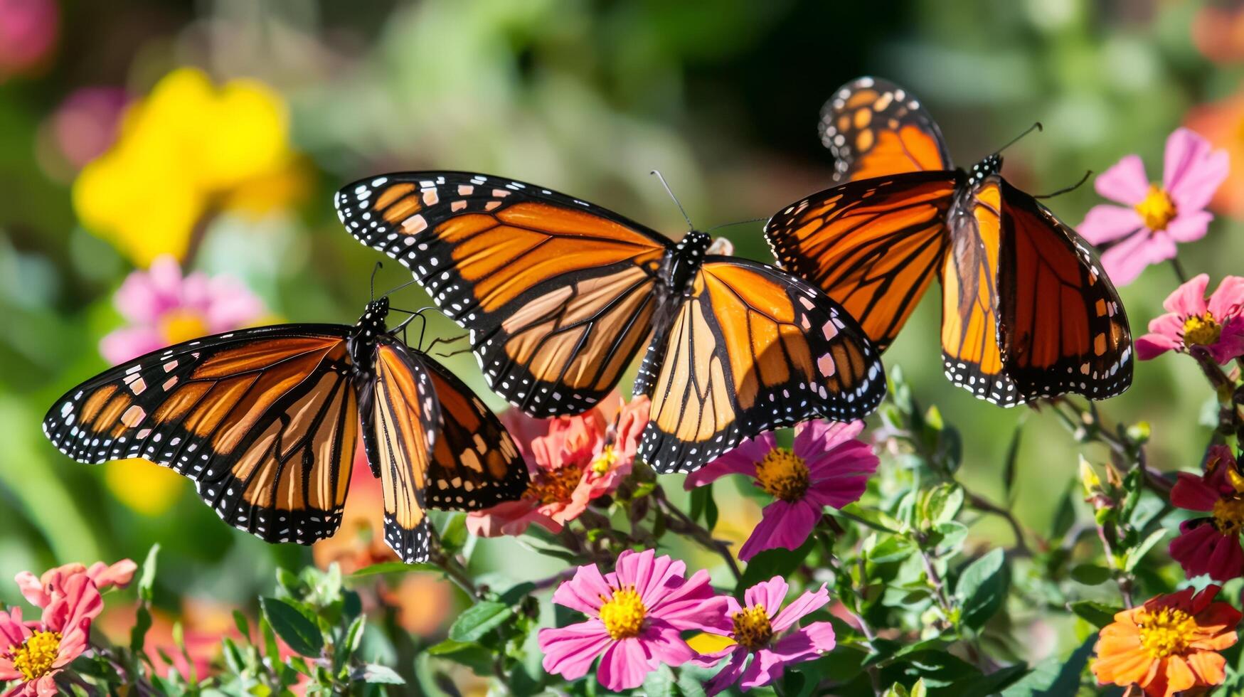 Monarch butterflies in bloom photo