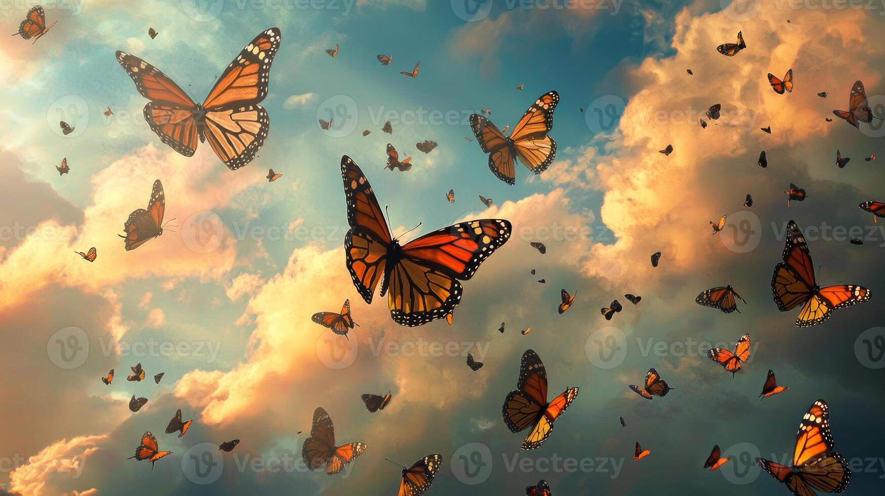 Butterflies flying in the sky photo