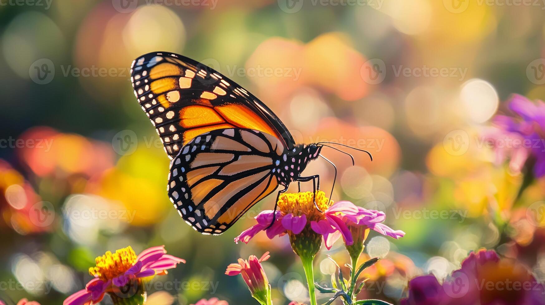 A monarch butterfly is sitting on a flower photo