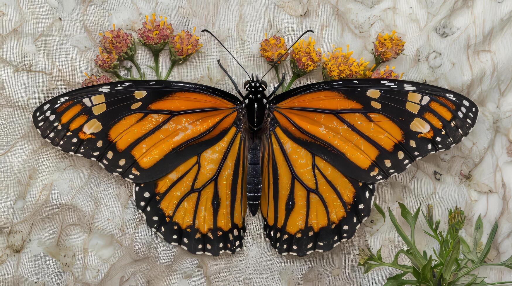 A monarch butterfly rests on a flower photo