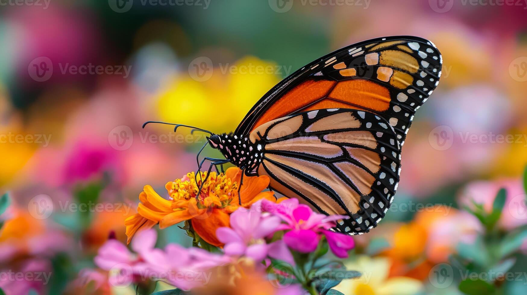 A monarch butterfly is sitting on a flower photo