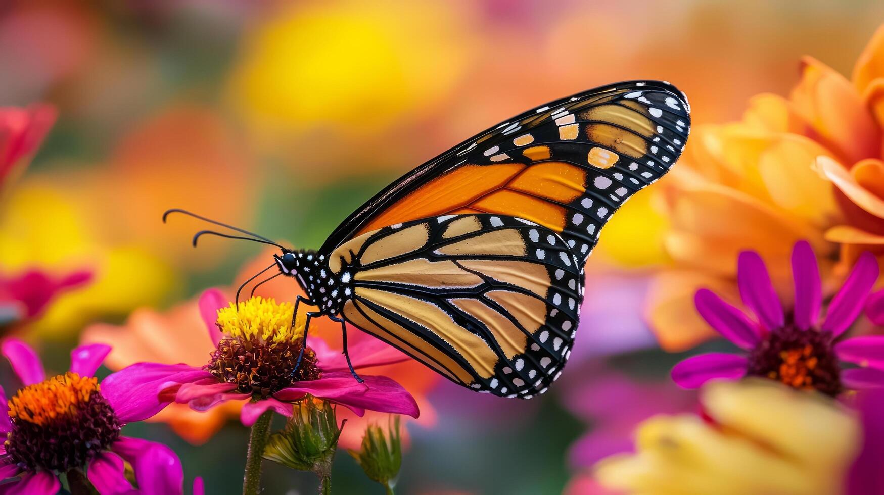 A monarch butterfly is sitting on a flower photo