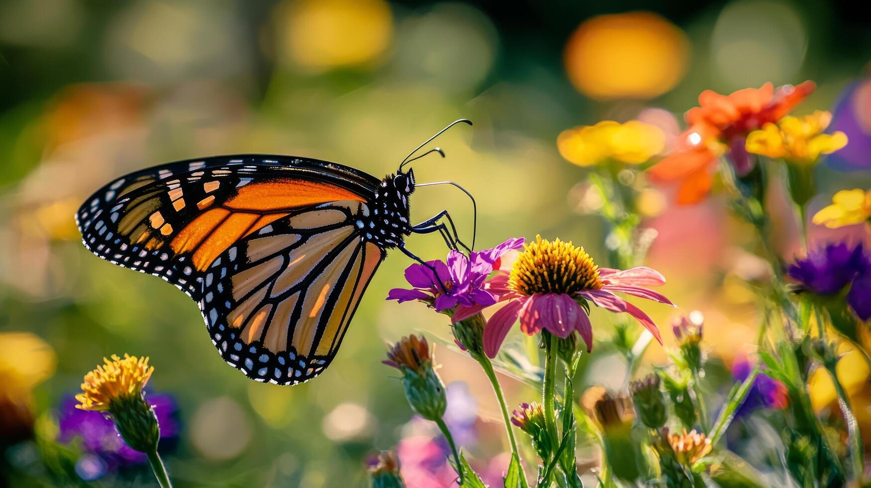 A monarch butterfly is sitting on a flower photo