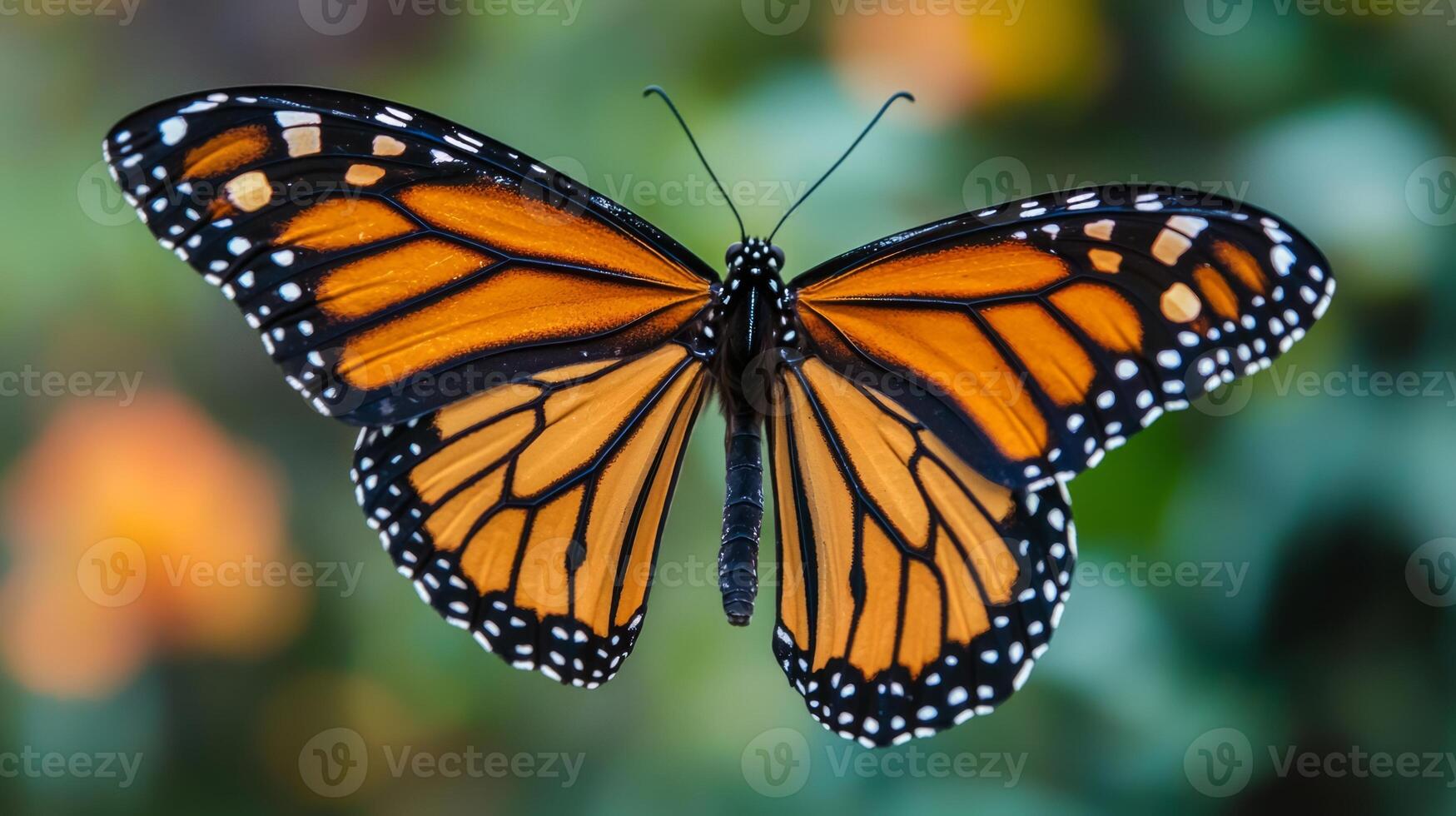 A monarch butterfly is flying in the air photo