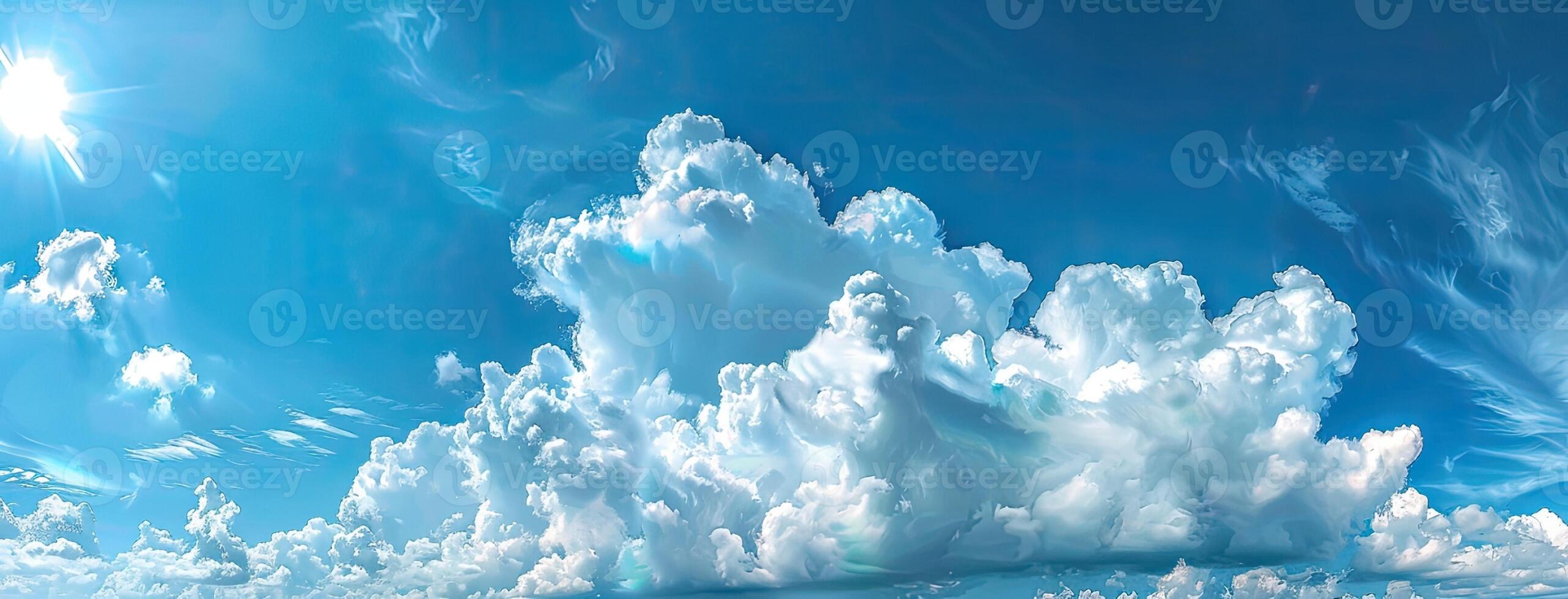 Clouds in the sky with sun shining through them photo