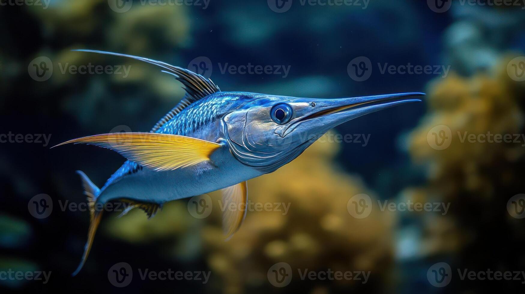 A colorful fish with a long bill photo