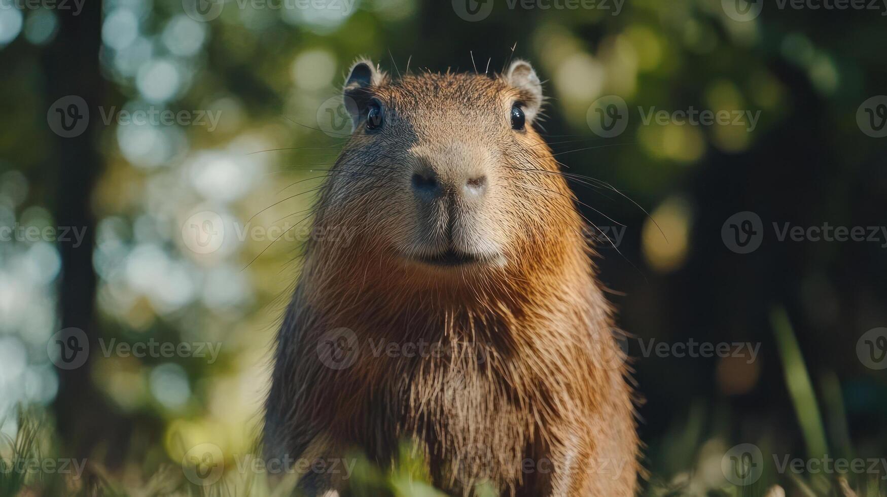 A close-up of a capybara's face photo