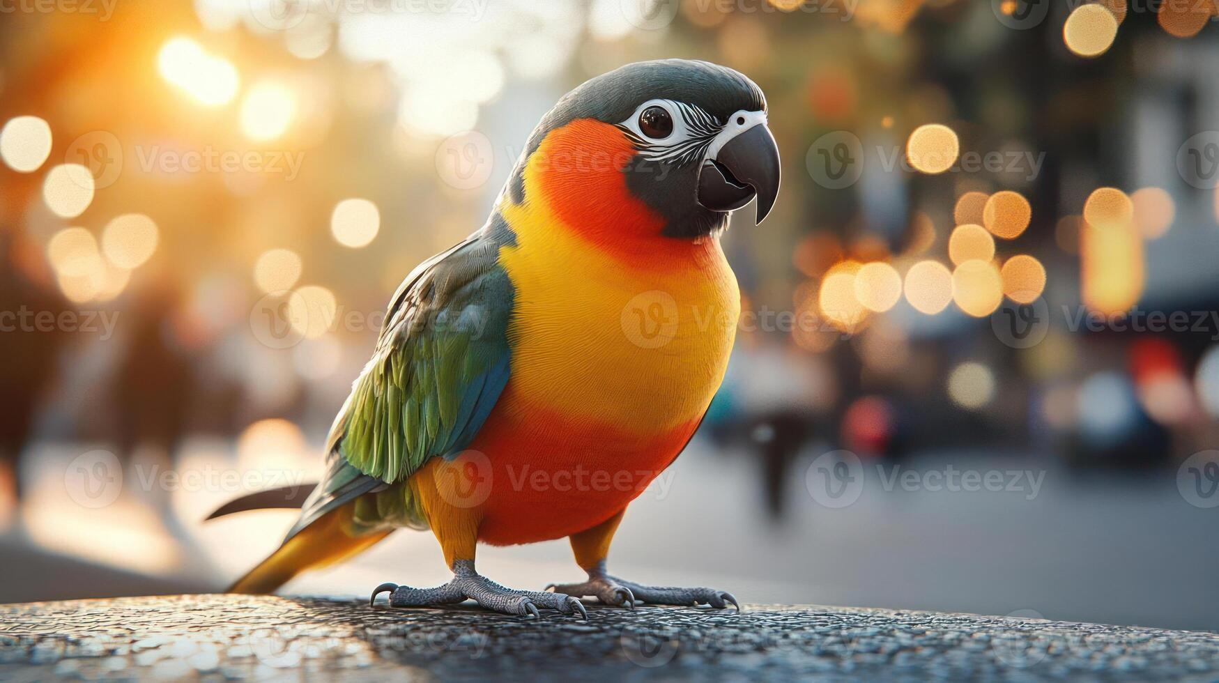 Colorful parrot sitting on a branch photo