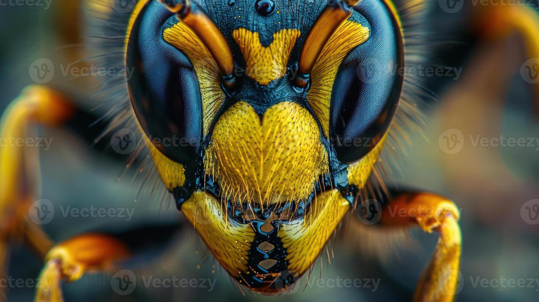 A close up of a wasp's face photo