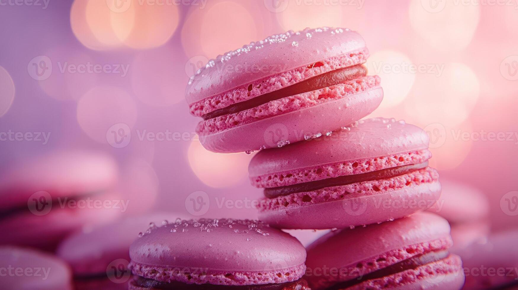 Pink Macarons on top of each other photo