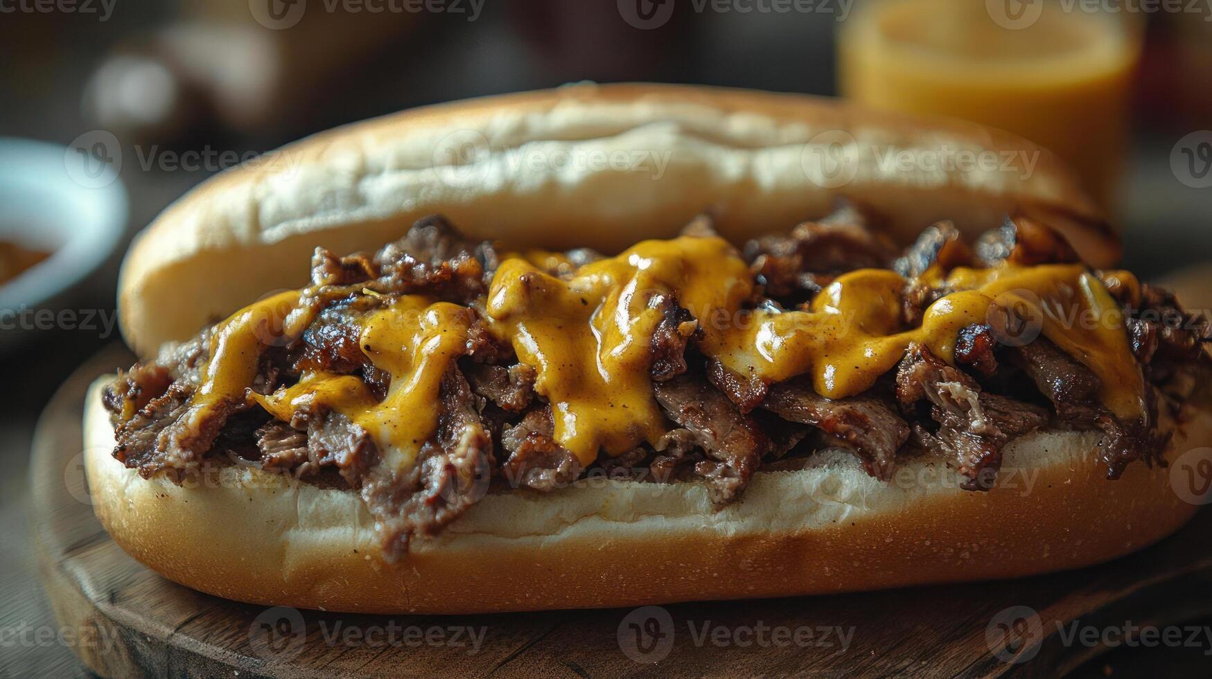A Cheesesteak Sandwich with Melted Cheese and Onions photo