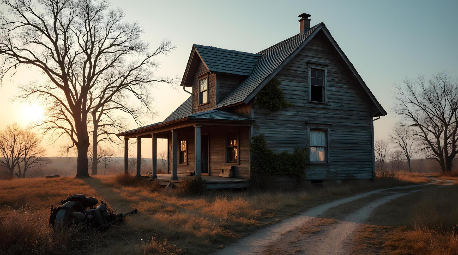 Barnhouse skeleton surrounded by emptiness photo