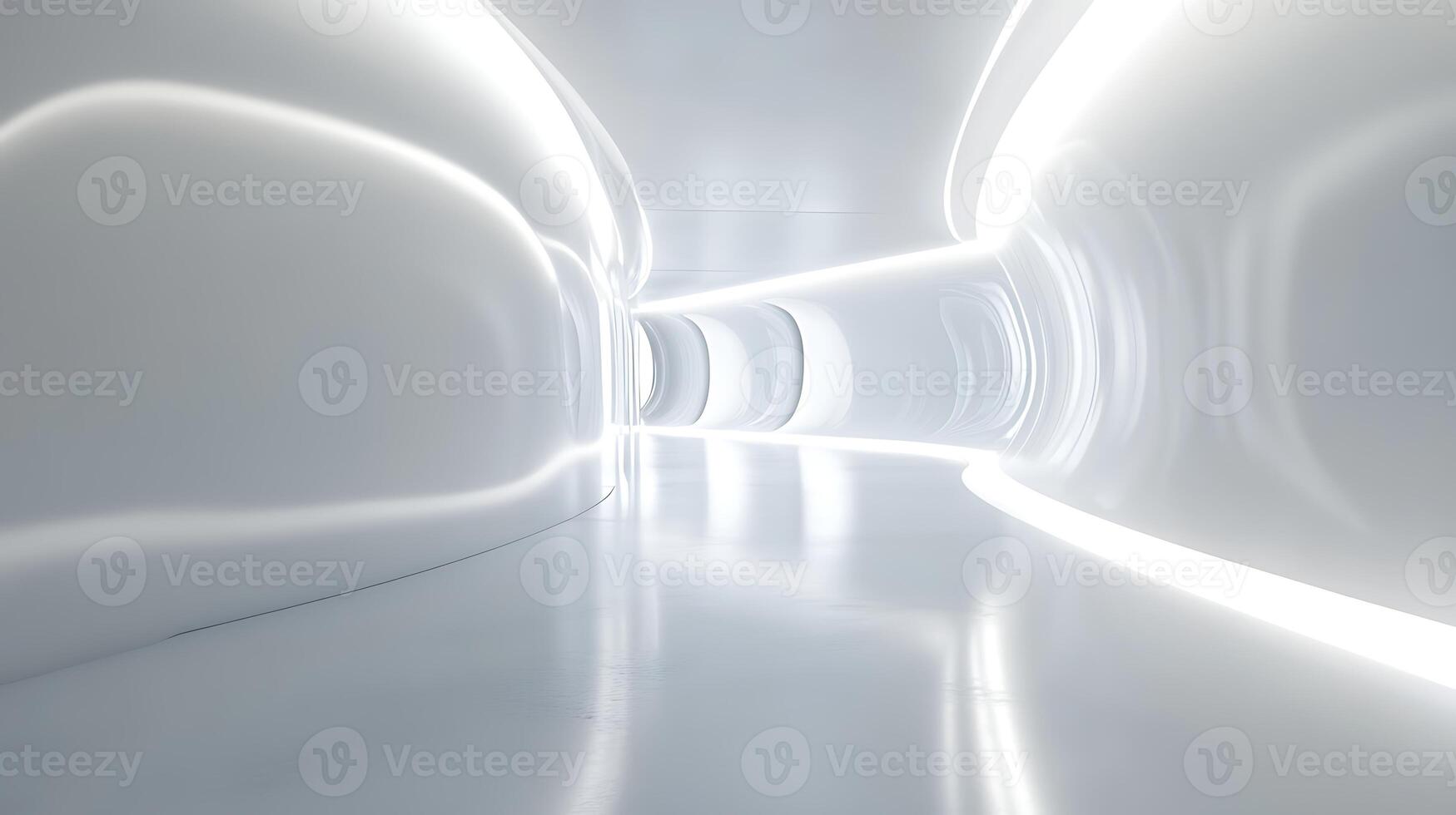 A white tunnel with a light shining down on it photo