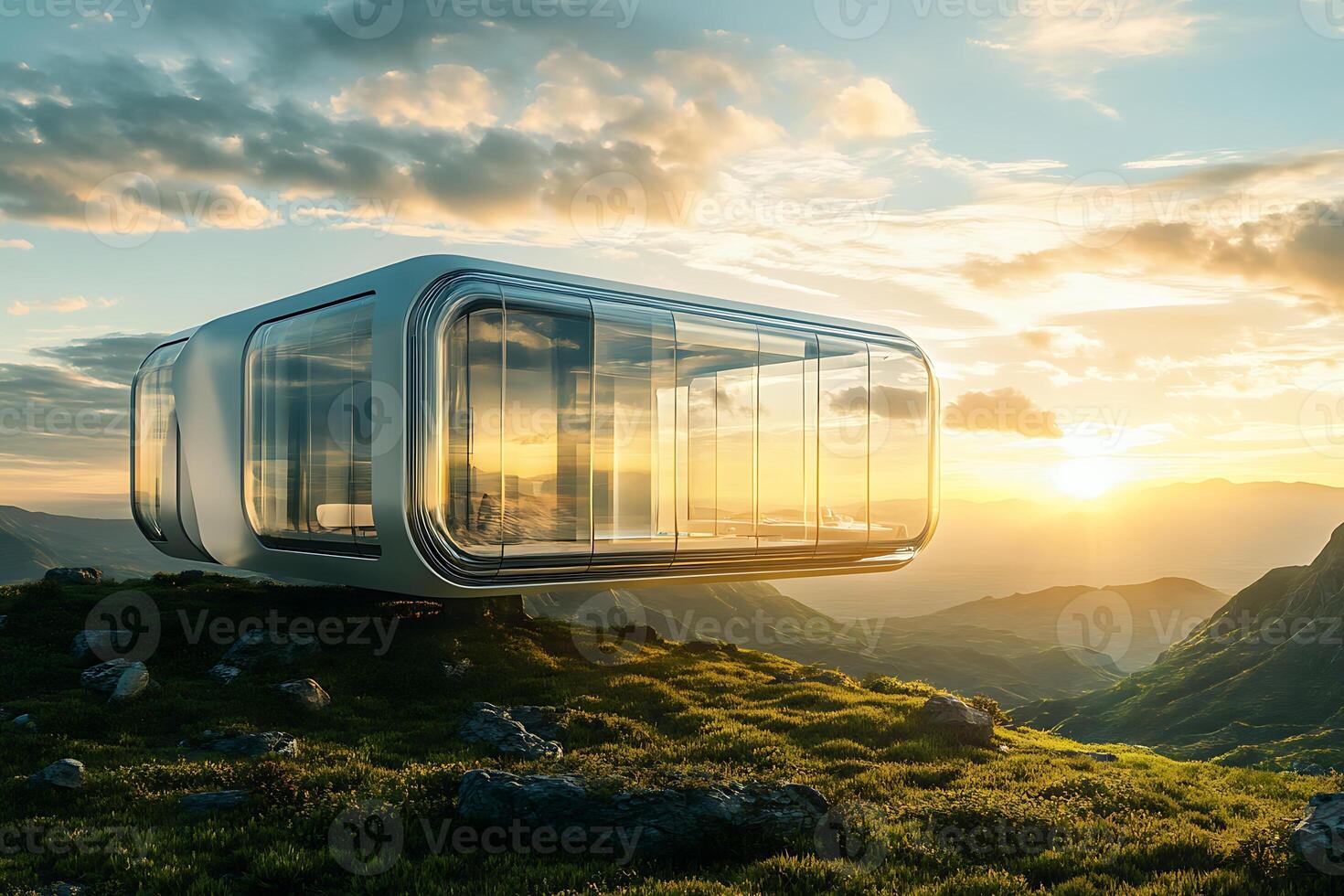 A futuristic house on top of a mountain photo