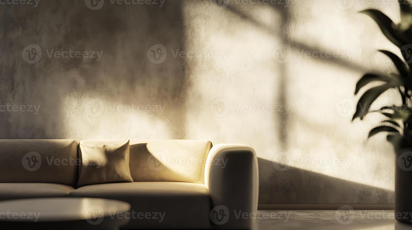 A room with a couch and a plant photo