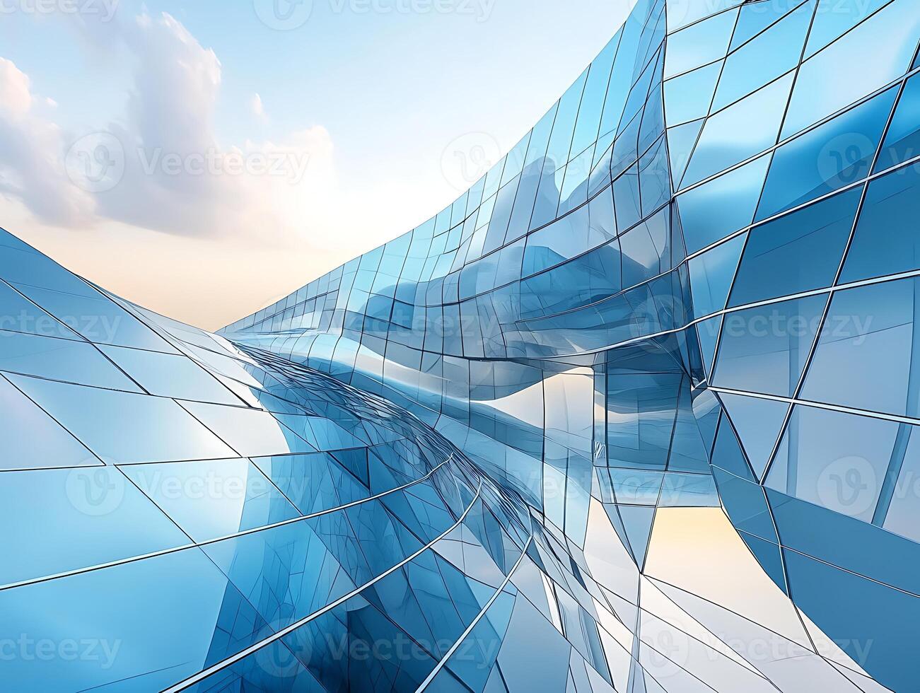 Modern architecture with blue glass walls photo