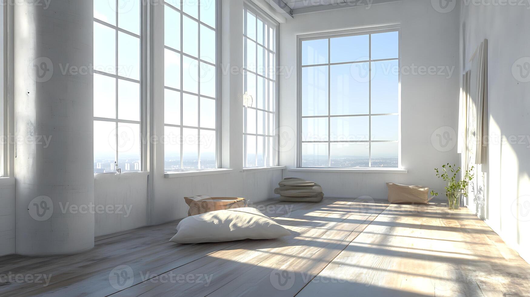 A room with large windows and a large floor photo