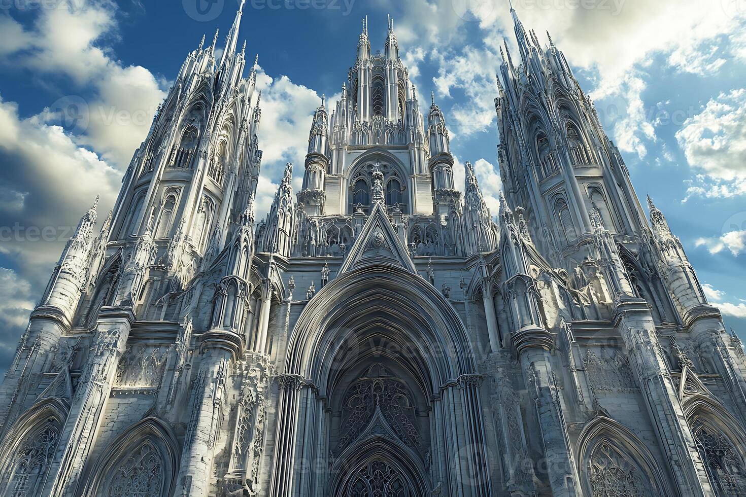 A large gothic cathedral with many towers photo