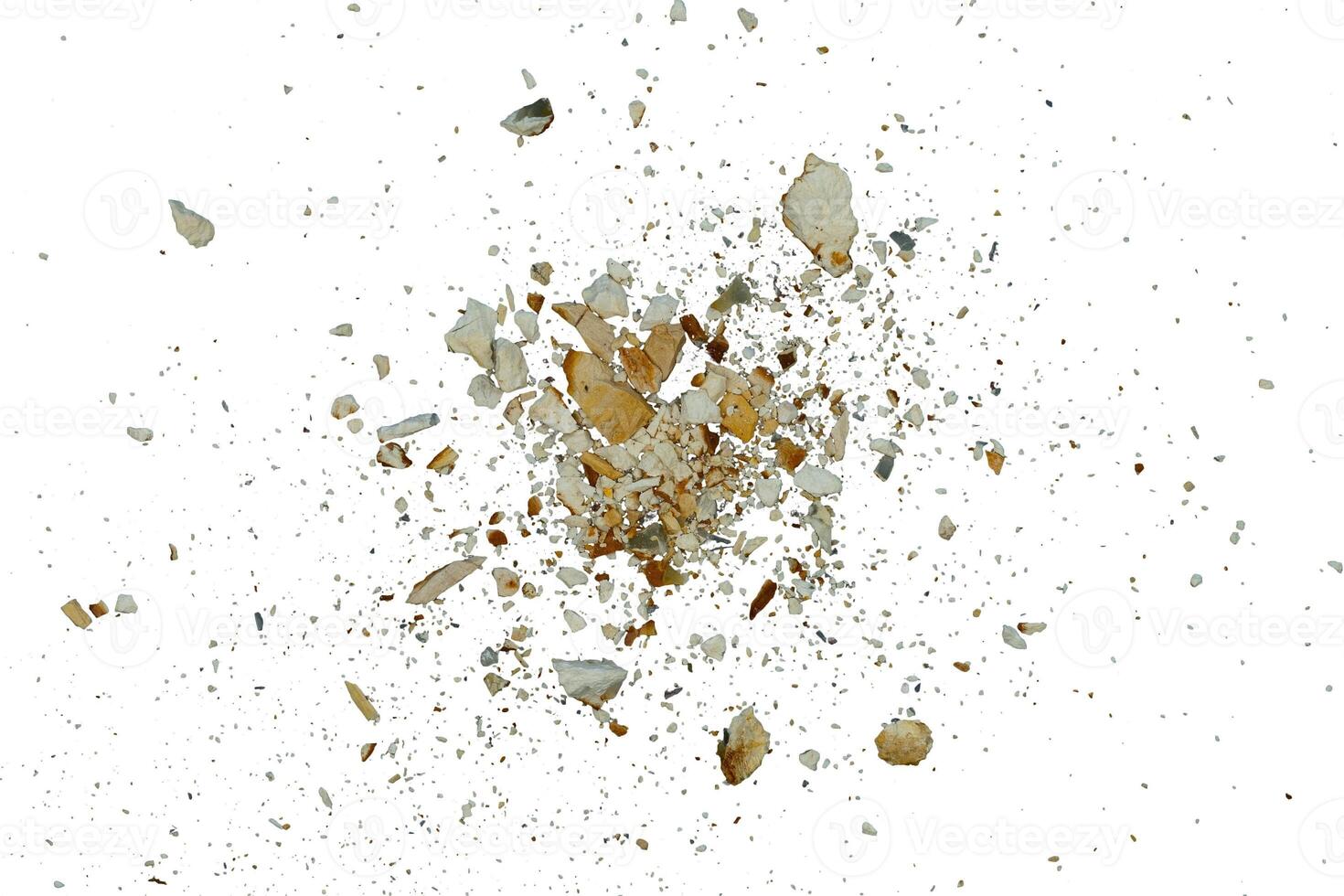 rough explosion particle with dust and grain isolated photo
