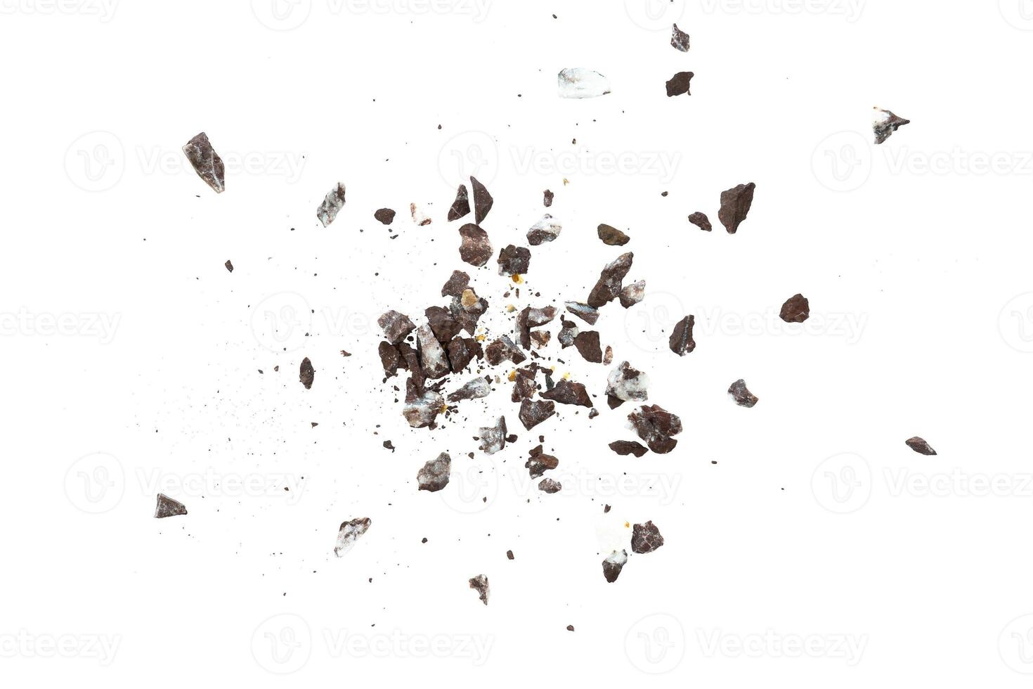 the explosion rock particle isolated element photo