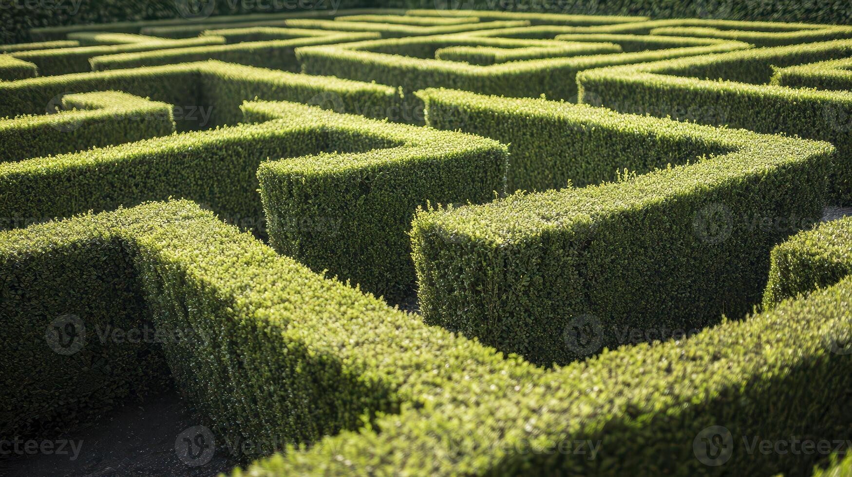 A maze is shown in the middle of a hedge photo