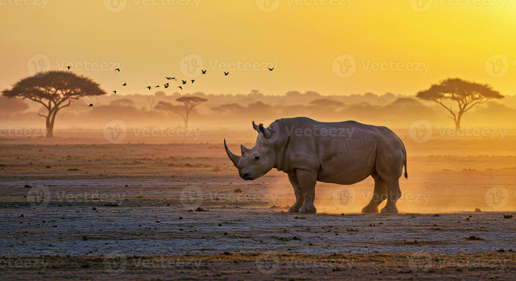 A rhino walking in the field photo