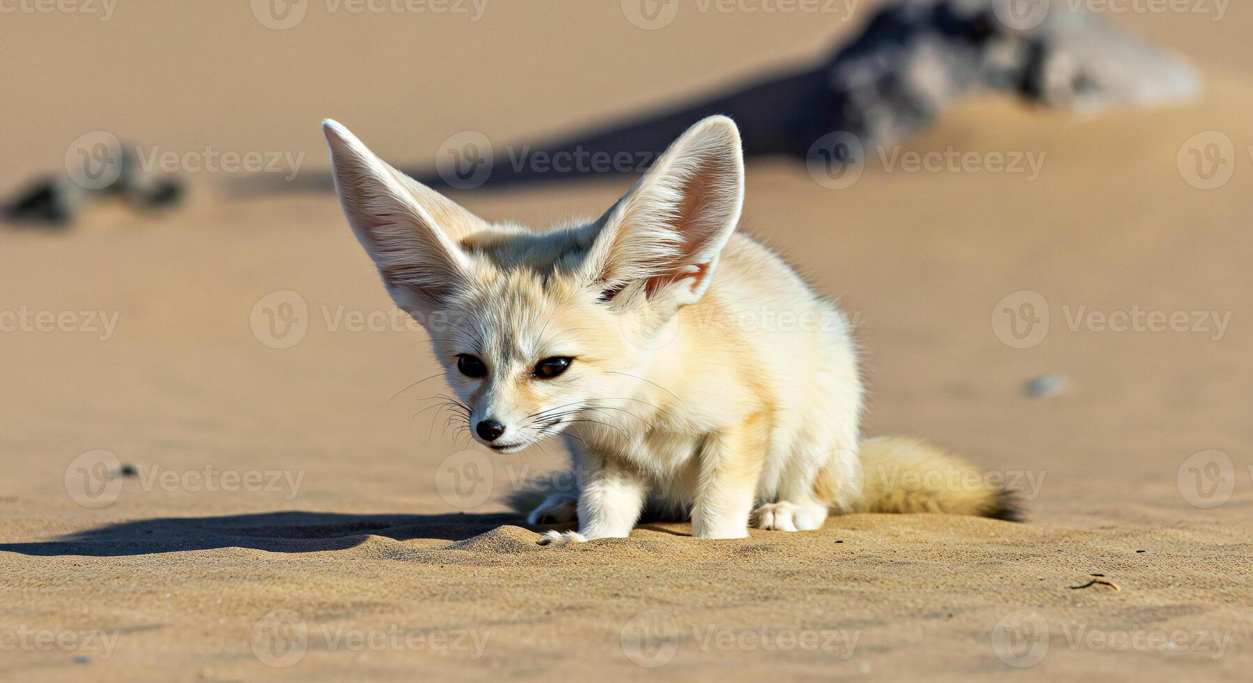A small fennec fox standing in the sand photo