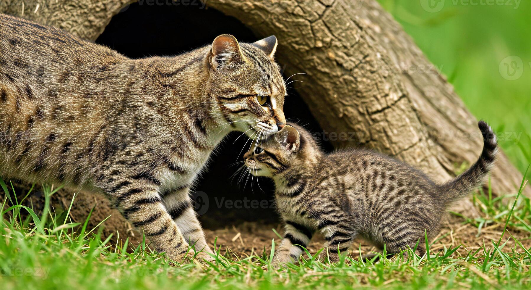 A cat and a kitten photo