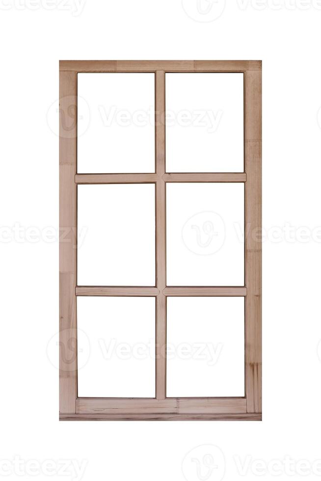 Modern wooden window wing divided into six isolated panes, featuring a sleek and minimal design, ideal for contemporary architecture and interior styling photo