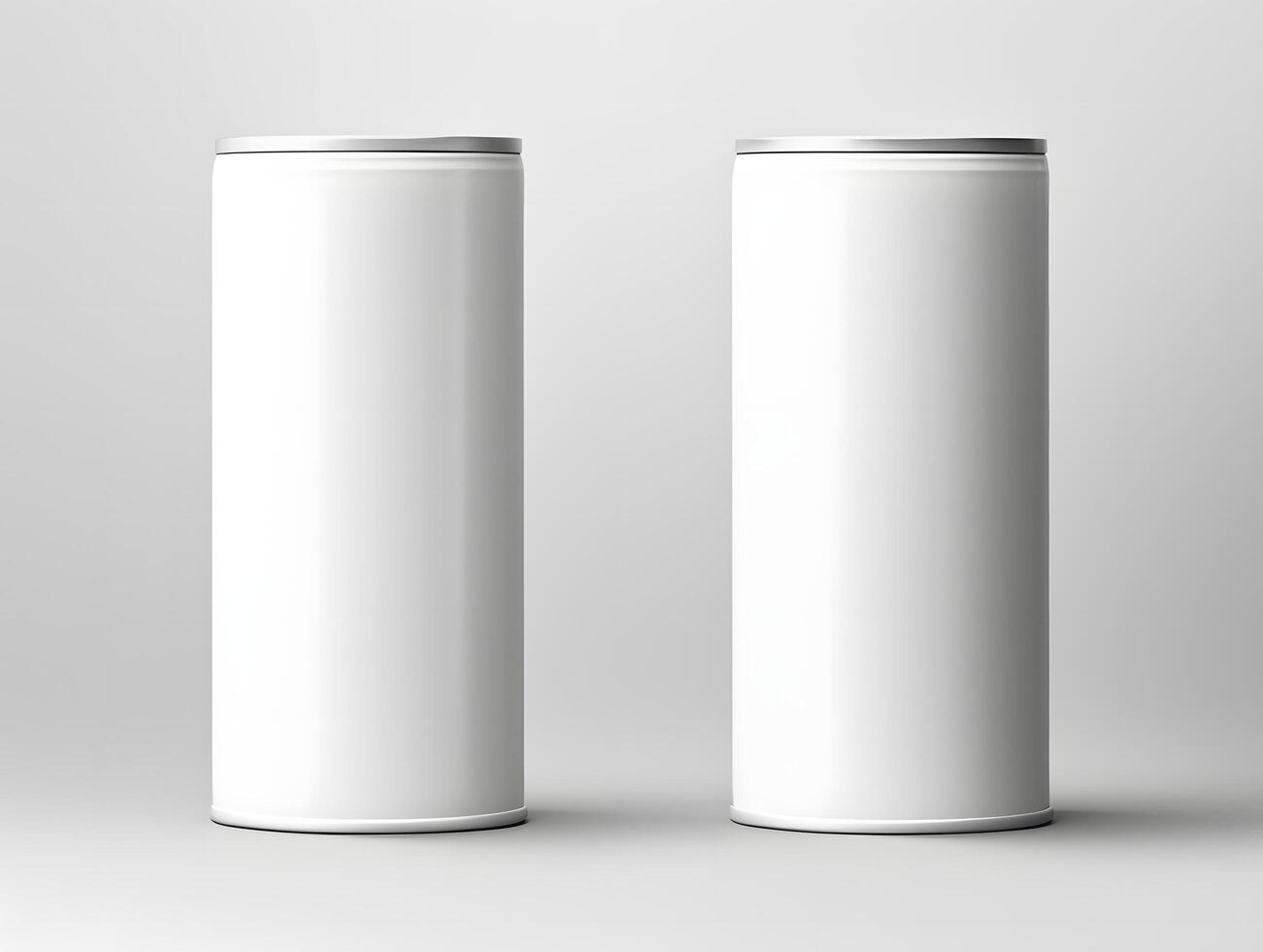 Two standing paper tube tin cans mockup with smooth matte finish photo
