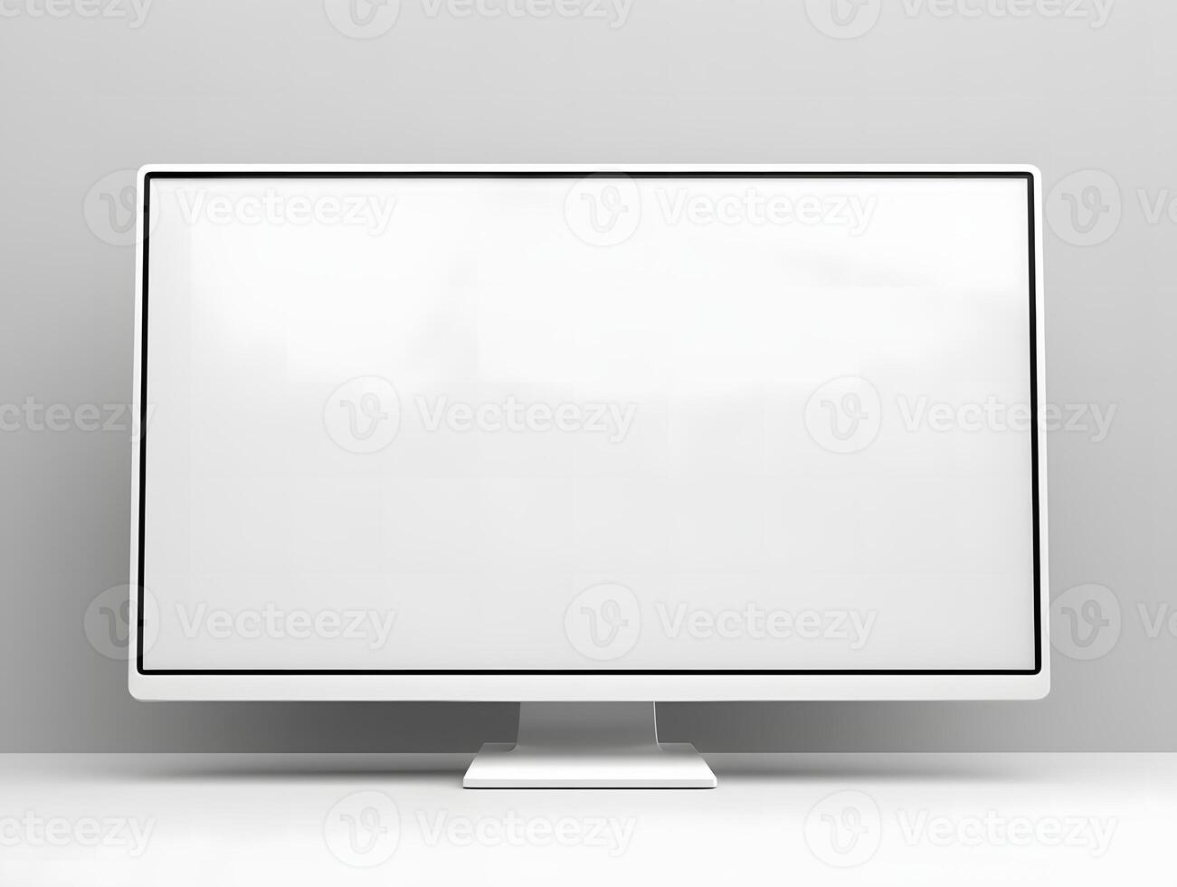 A white computer monitor with a blank screen photo