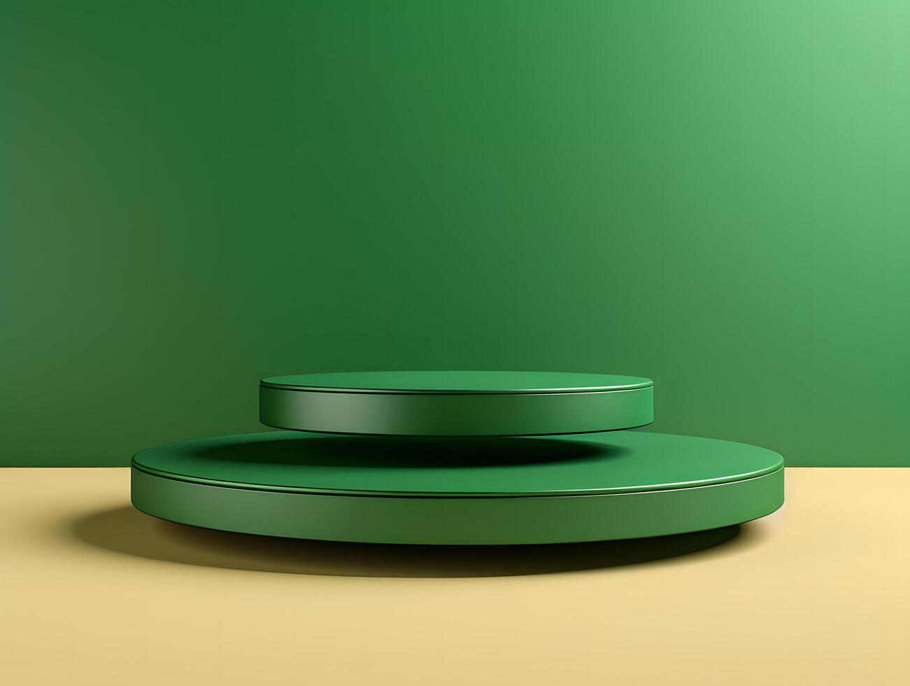 Green pedestal on a yellow background photo