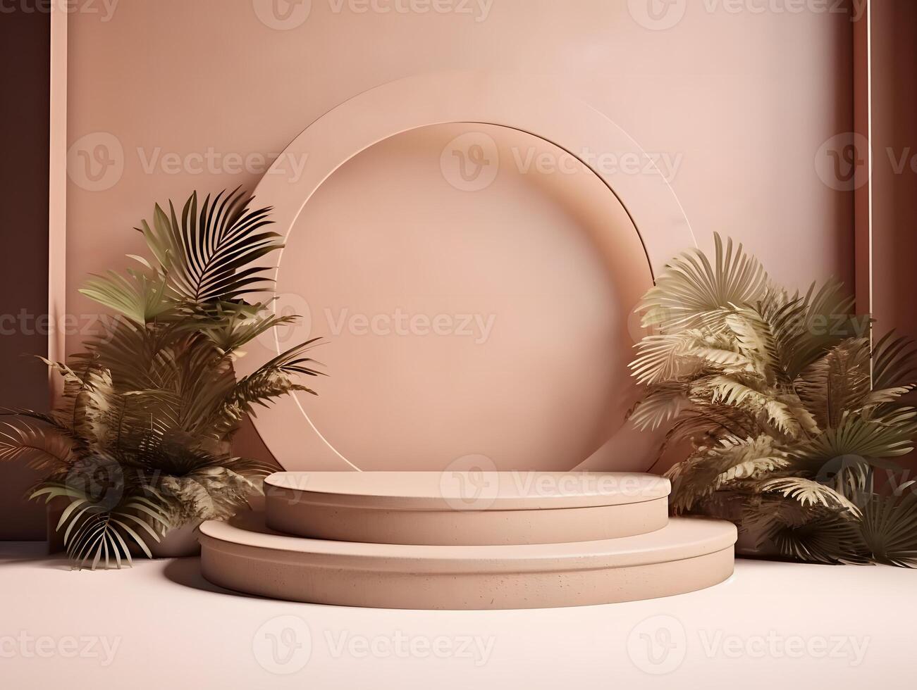 An empty stage with a round circle in the middle photo