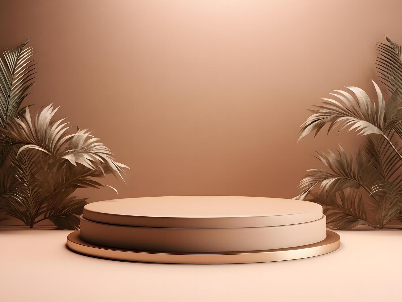 An empty podium with palm trees in front of it photo