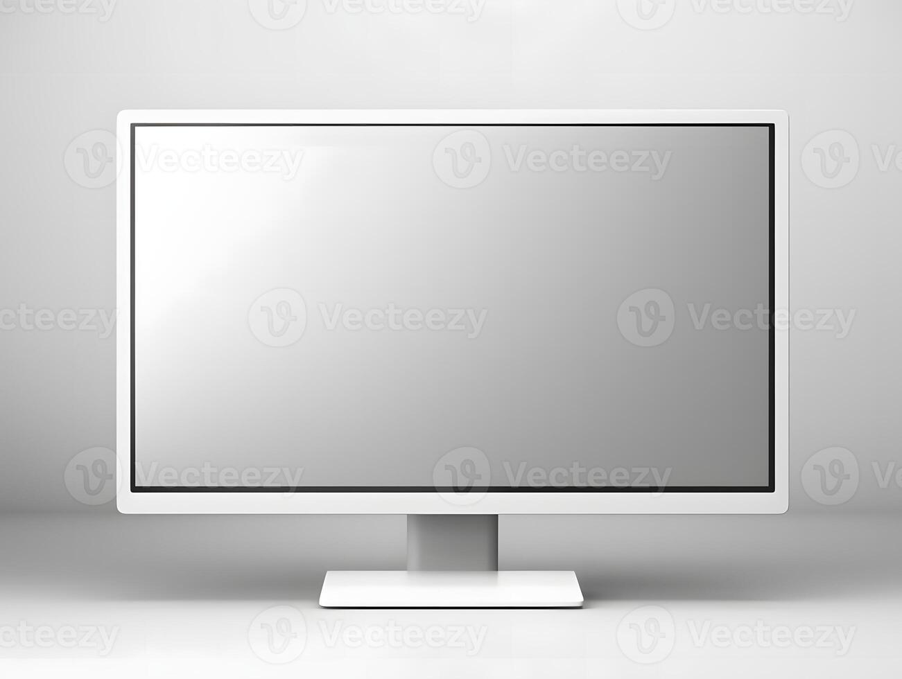 A white computer monitor with a blank screen photo