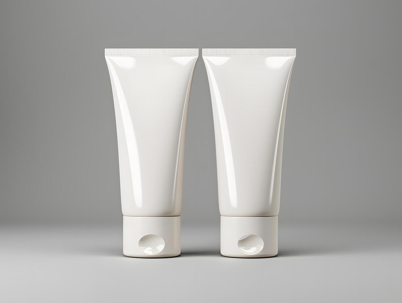 Two white tube containers on a gray background photo