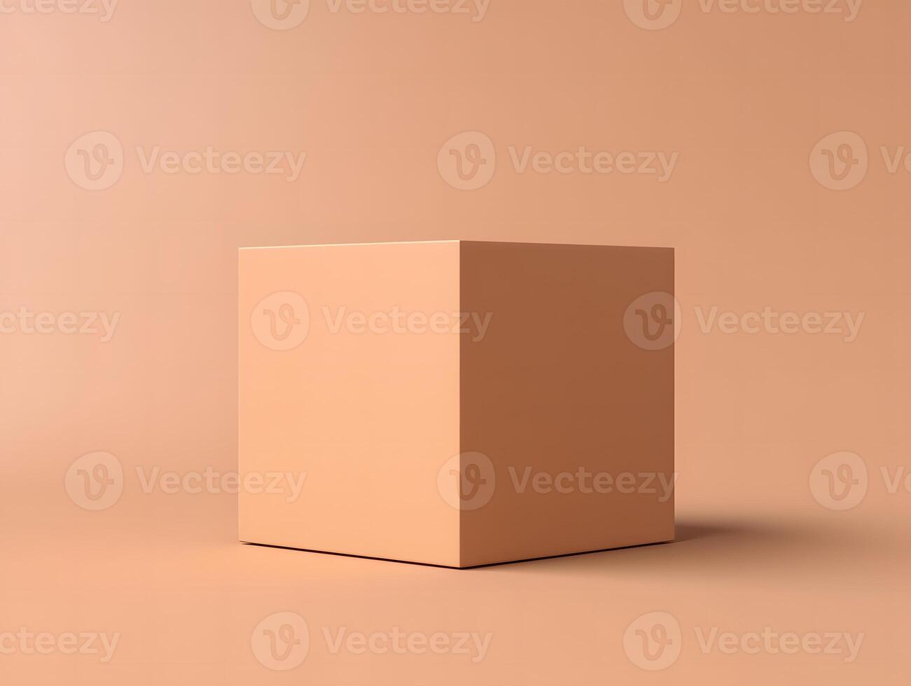 3d render of a cube on a beige background photo