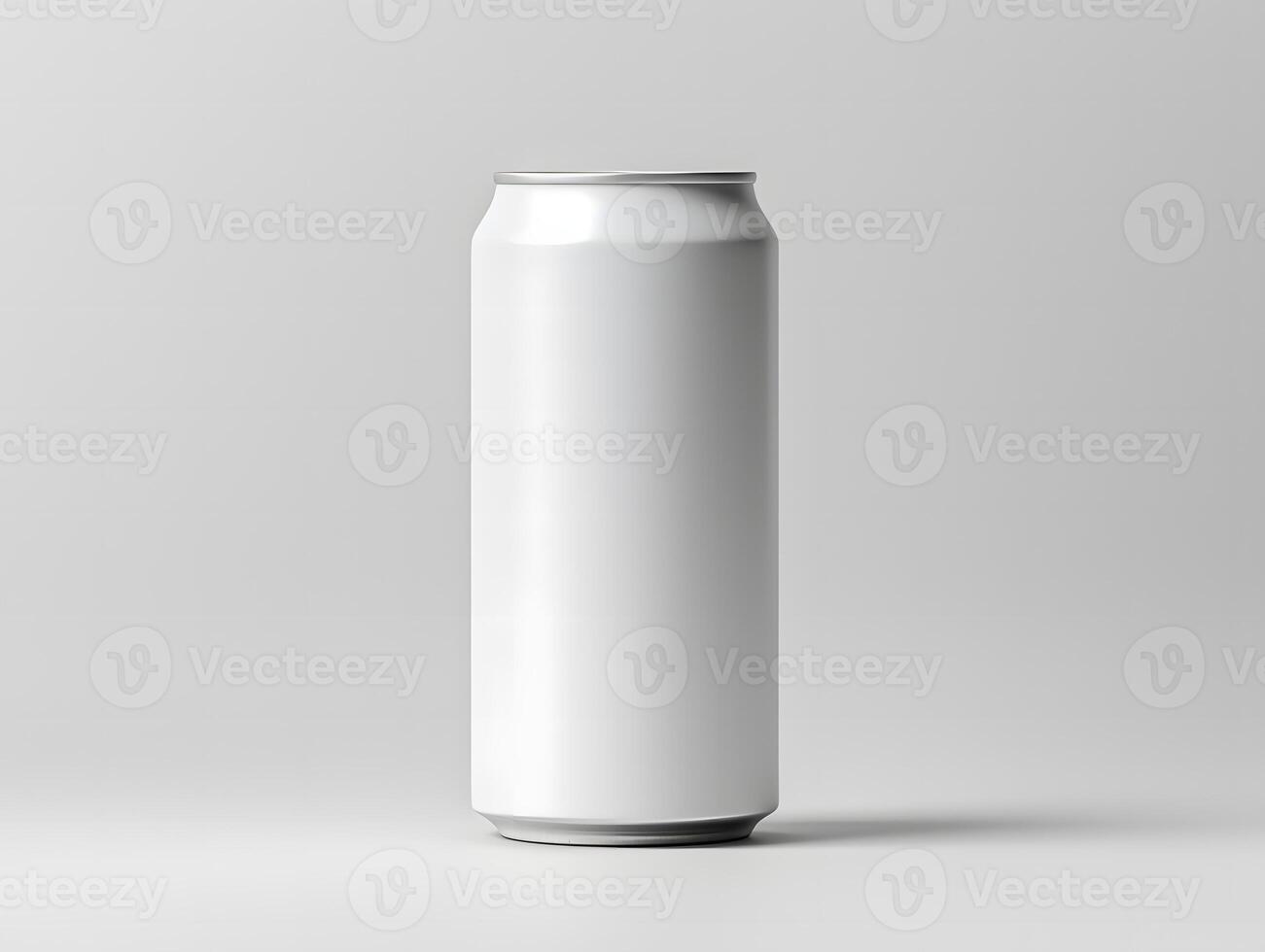 A white can of beer on a plain surface photo