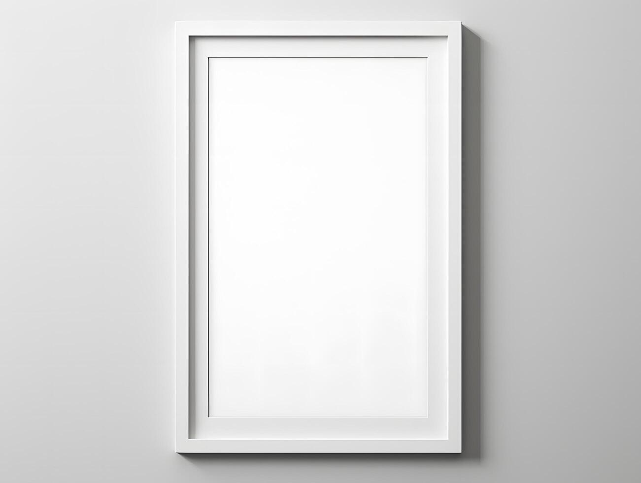 White blank frame on a wall with a white wall photo