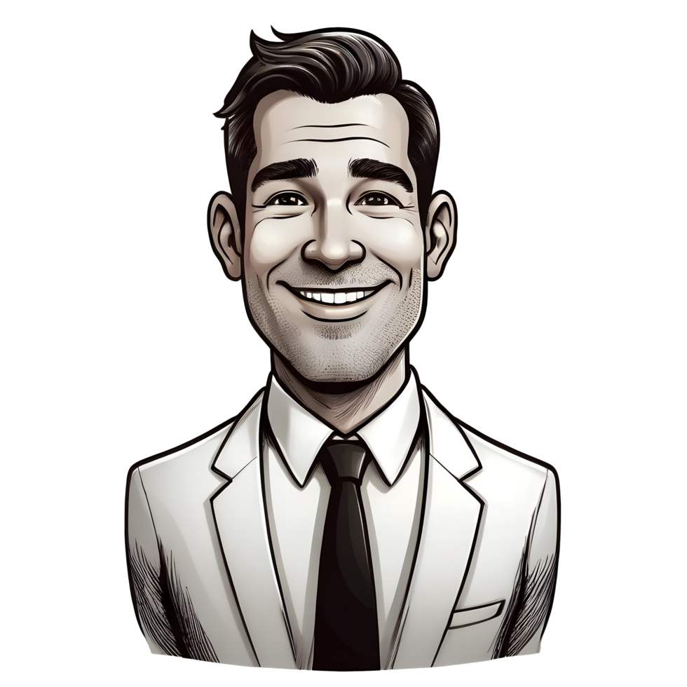 Cartoon business man in suit smiling png