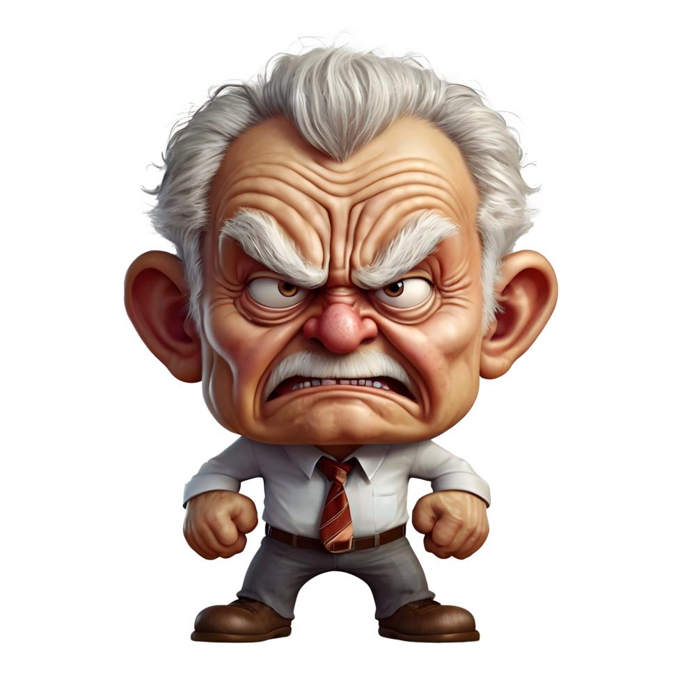 cartoon angry old man with tie and shirt png