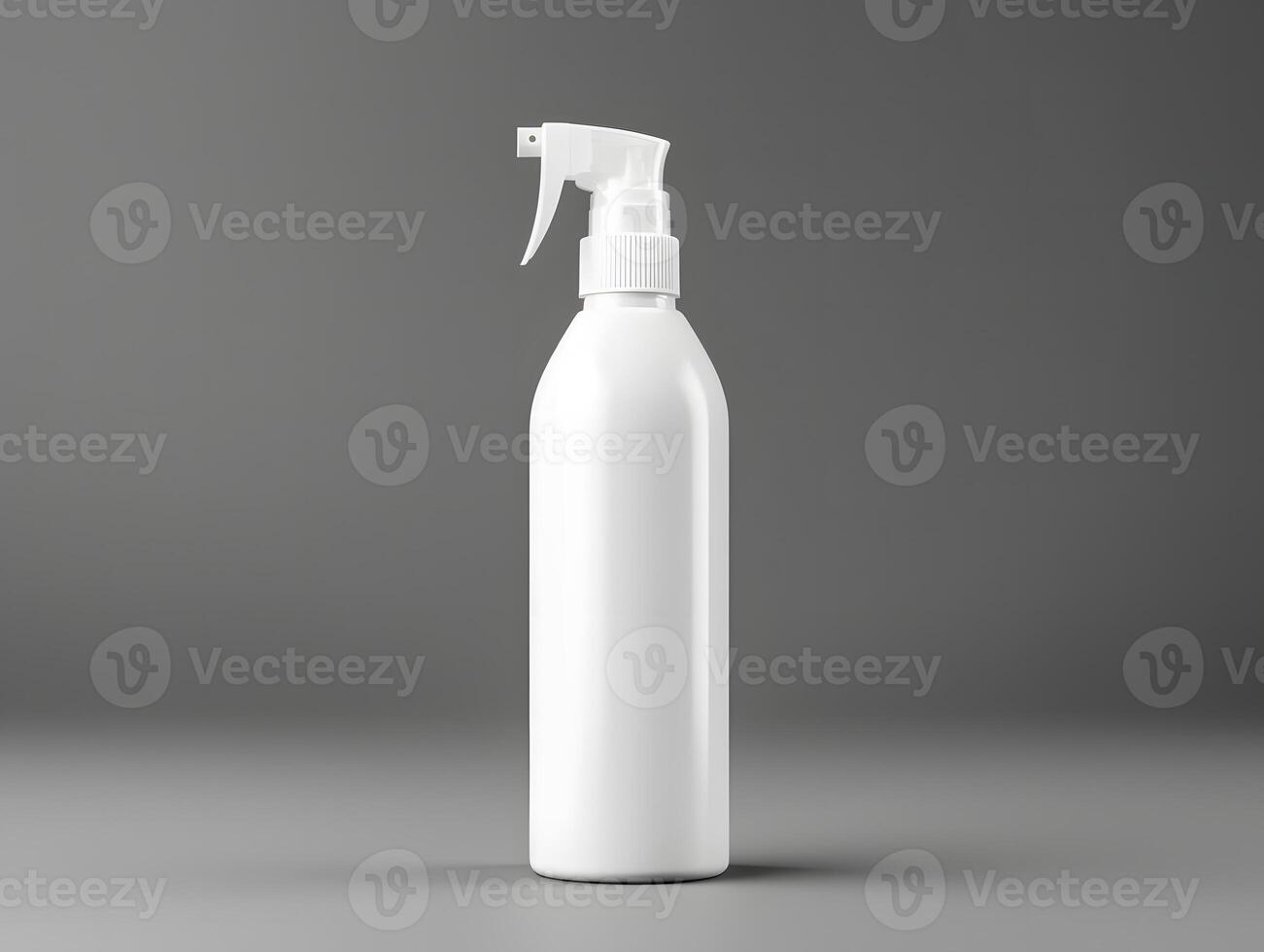 Blank spray bottle mockup with soft shadows and reflections photo