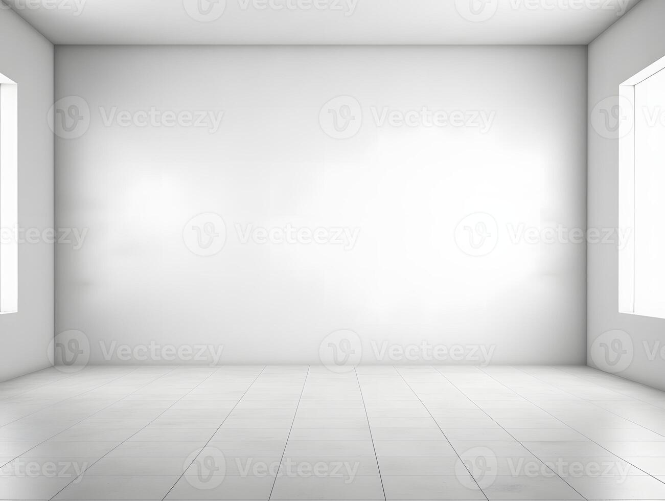 Empty room with white walls and floor photo