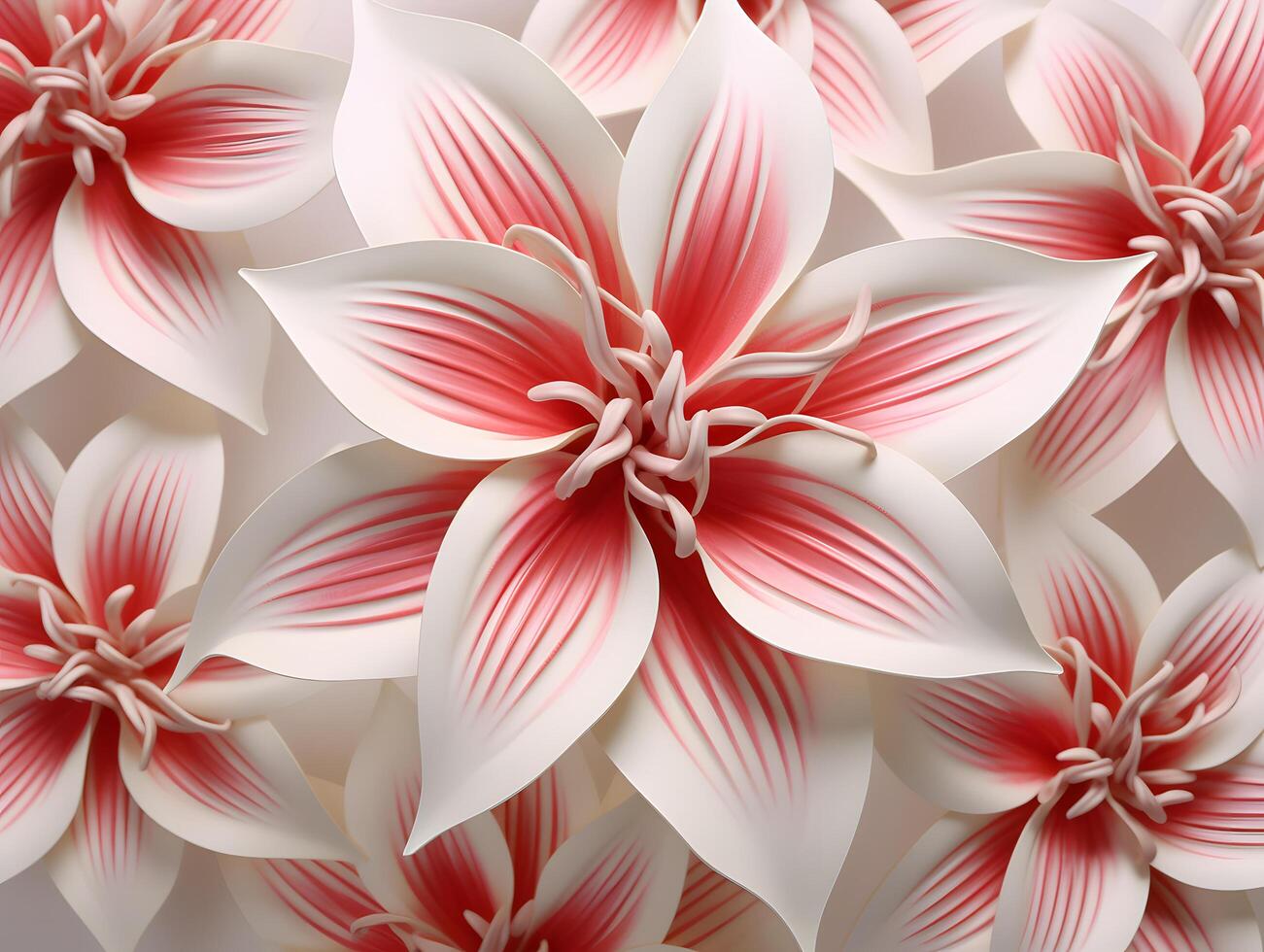 A group of paper flowers with red and white stripes photo