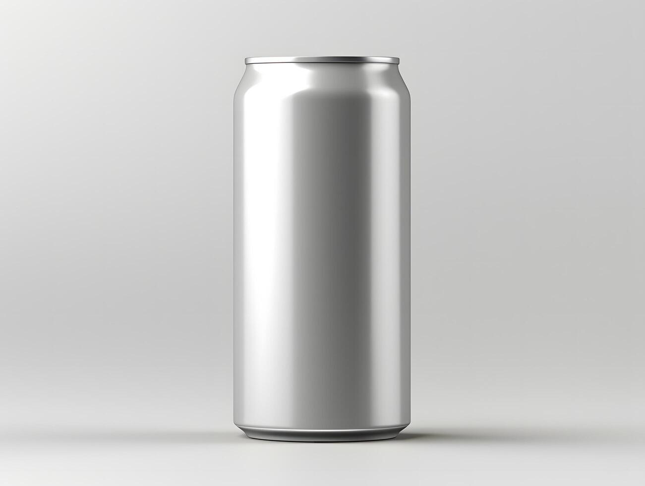 3D rendered aluminum can mockup with high detail and texture effects. photo