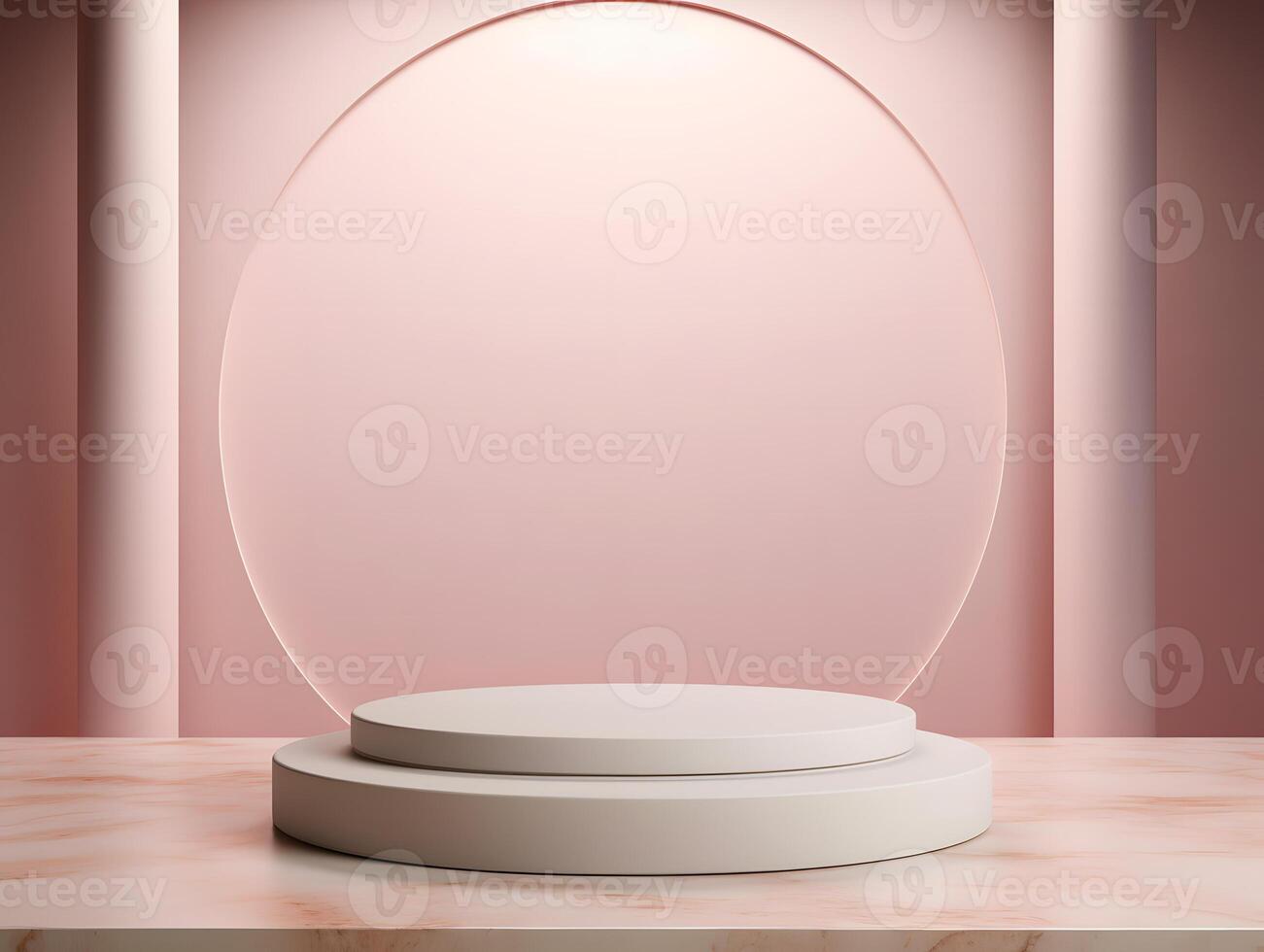An empty podium with a pink background photo